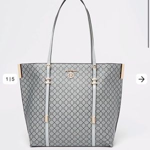 RIVER ISLAND GREY RI MONOGRAM SHOPPER BAG